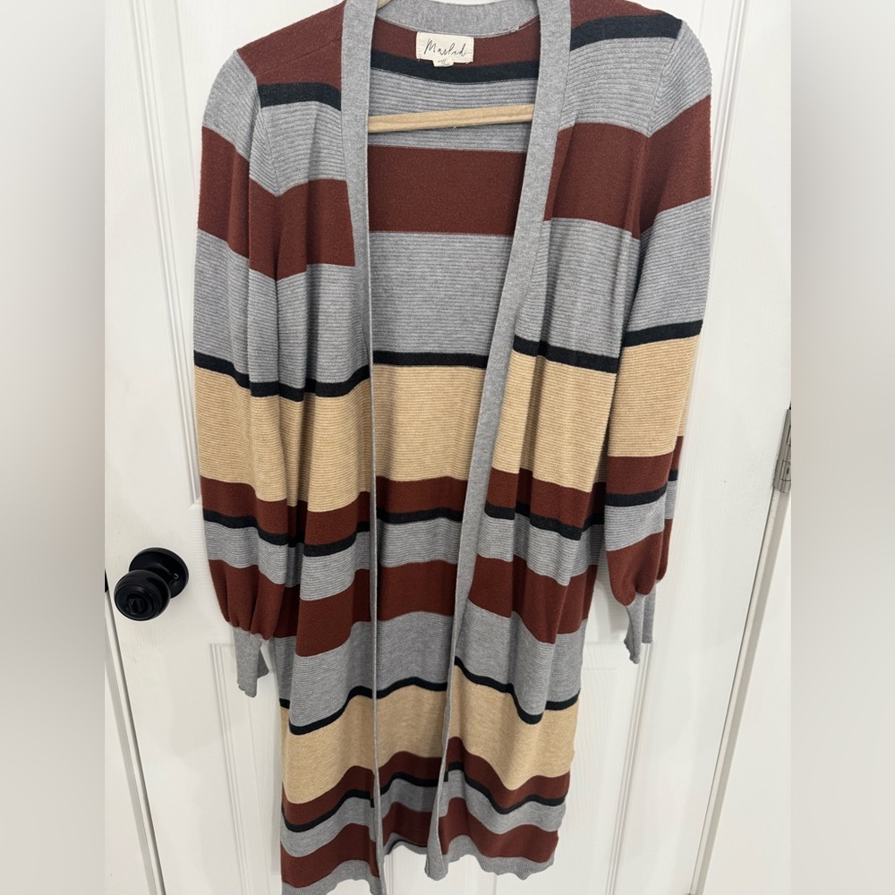 Marled Multicolor Striped Cardigan